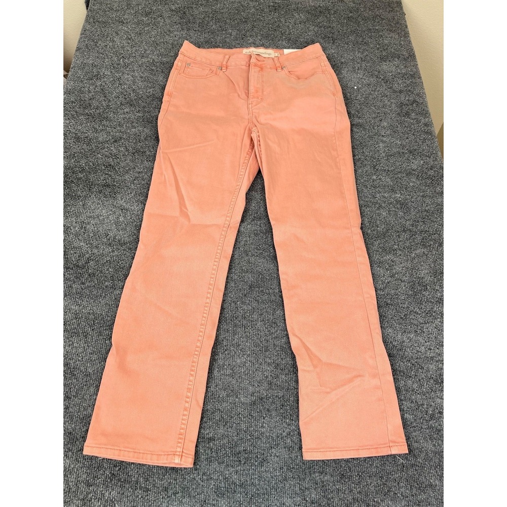 Soft Surroundings Fly front Straight Leg  Salmon  Pull On Size 8 NWT